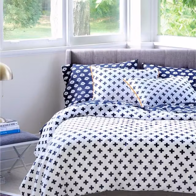 Martex Umbria Graphic Cotton Duvet Cover and Pillowcase Set, Black, 200 x 200 cm