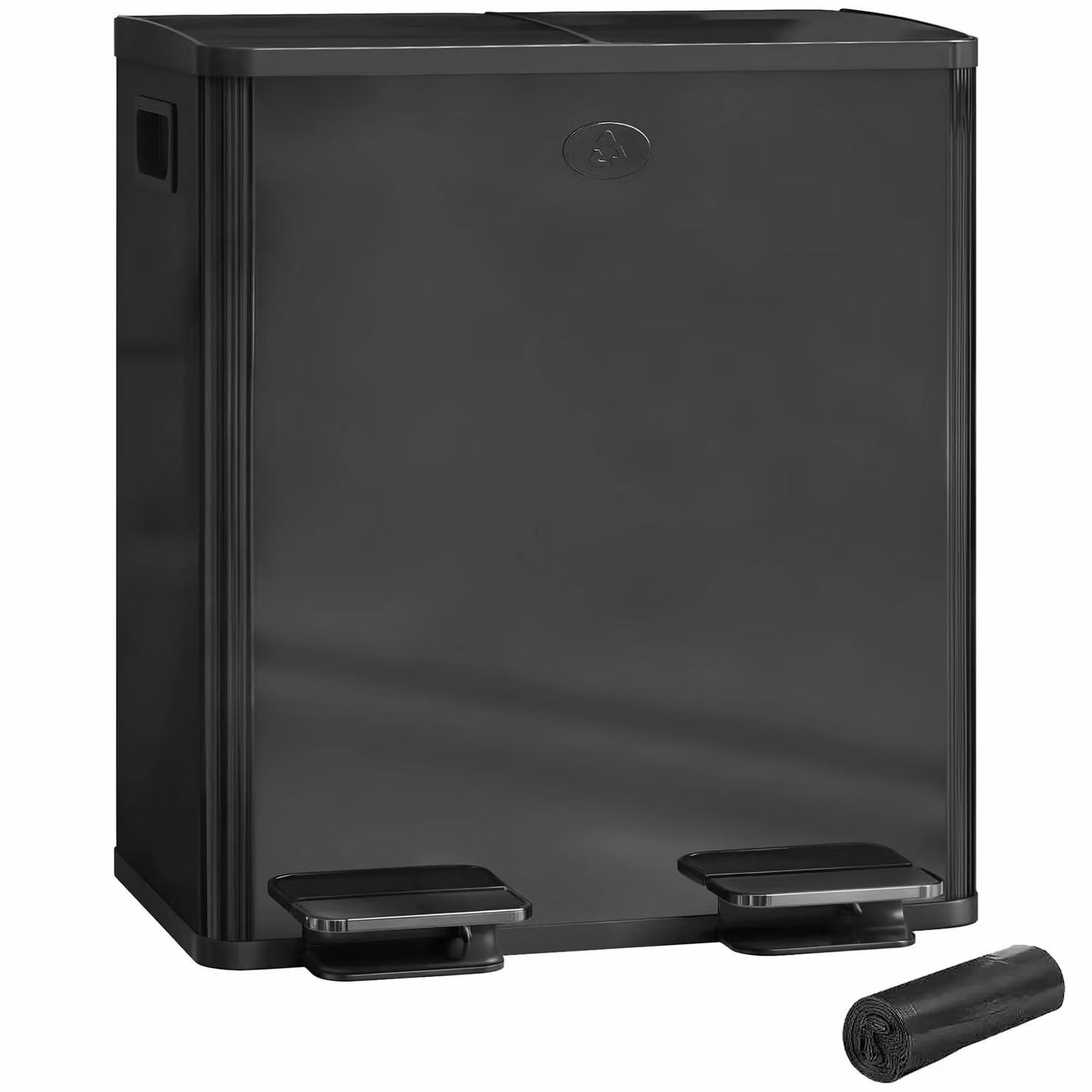 HOMCOM Dual Pedal Kitchen Rubbish Bin for Recycling and Waste, Black, 2 x 20L – 2