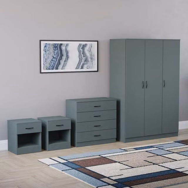 Vida Designs Riano 4 Piece Bedroom Furniture Set in Green – 1
