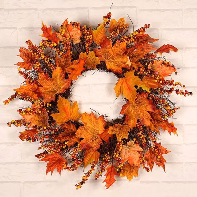 KORVIXA Autumn Harvest Berry Wreath in Red, Diameter: 100 cm