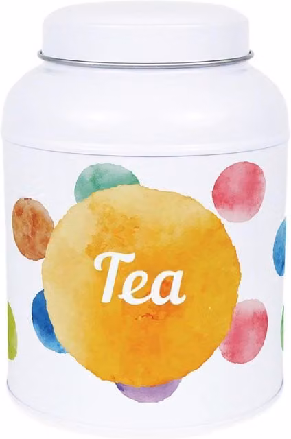 Purely Home Polka Dot Decaf Coffee Canister with Small Dome Lid in Multicolour Metal
