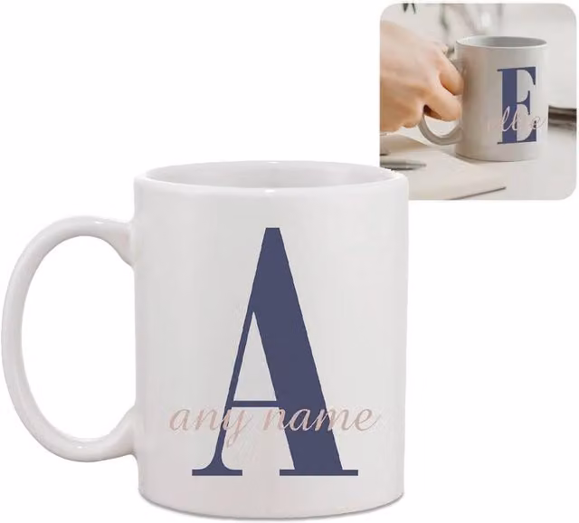 Uniqueful Personalised White Mug with Initial and Name Design
