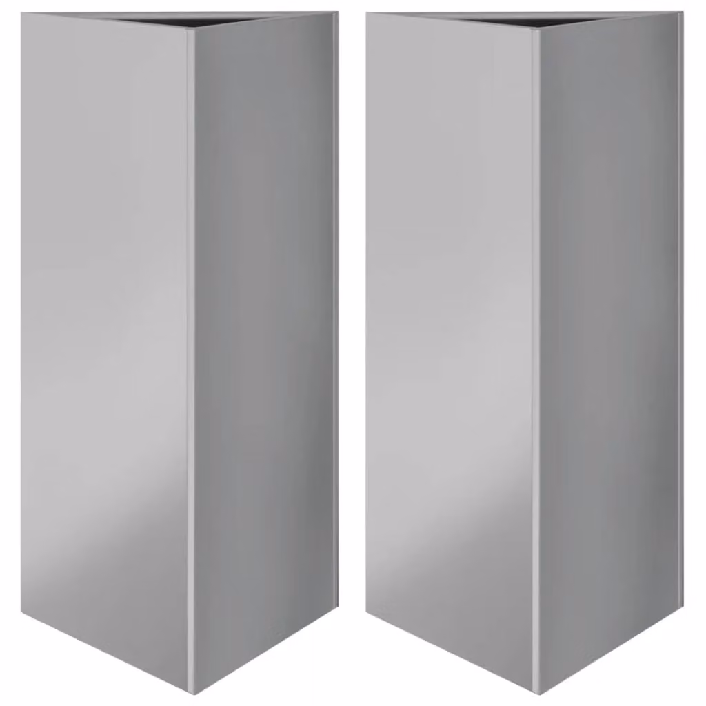 Berkfield Home Triangular Galvanised Steel Garden Planters, 2 Pack, Silver, W: 40 cm, D: 34.5 cm, H: 70 cm – 1