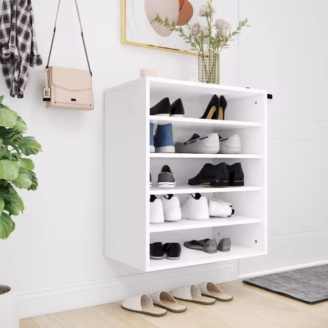 Berkfield Home White Wall Mounted Shoe Cabinet with Internal Shelves, W/D/H: 60 x 35 x 70 cm