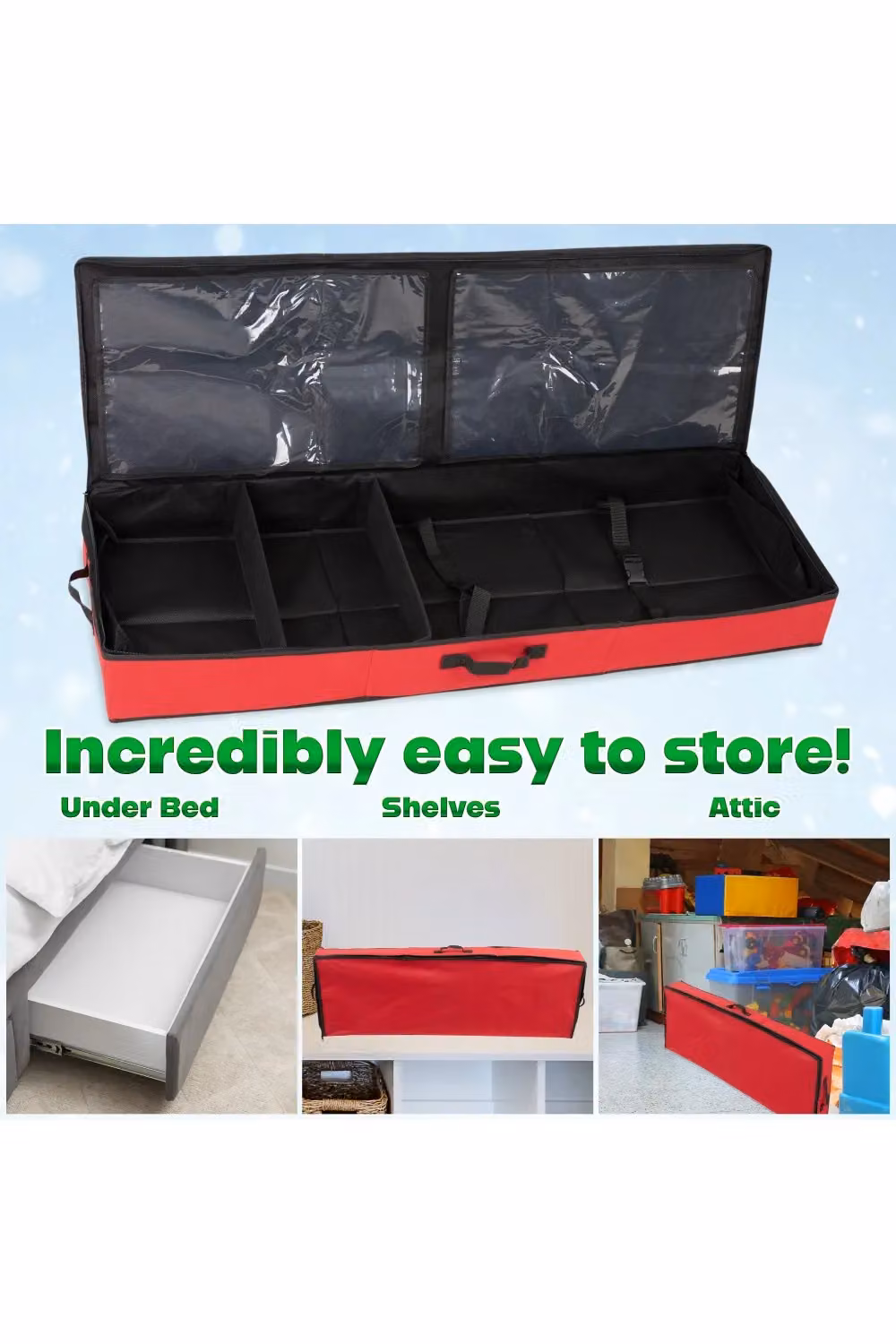 Deco Express Christmas Tree Storage Bag in Red, W/D/H: 100 x 35 x 10 cm – 8