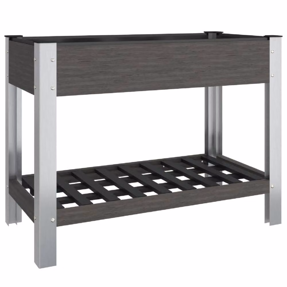 Berkfield Home Garden Grey WPC Raised Bed with Shelf, W/D/H: 100 x 50 x 75 cm – 2