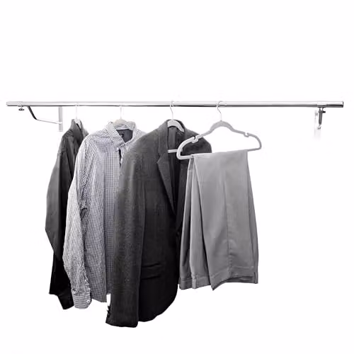 House of Home Heavy Duty Wall Mounted Metal Clothes Rail in Silver, 152.4 cm – 2