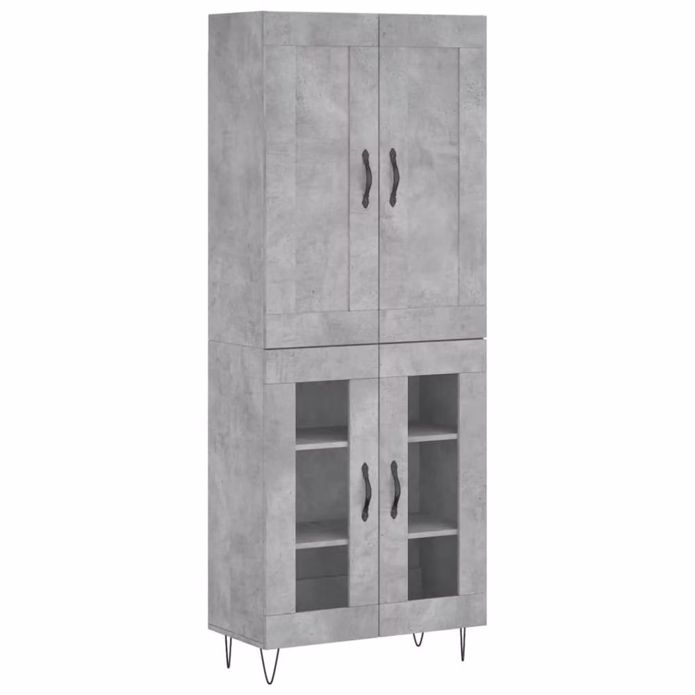 Berkfield Home Modern Highboard in Concrete Grey with Glass Doors, W/D/H: 69.5 x 34 x 180 cm – 3