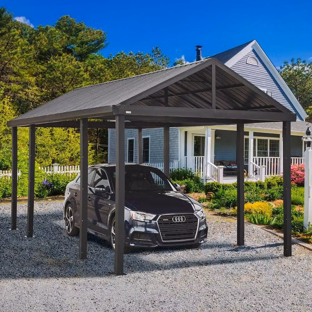 Sojag Samara Pent Carport in Grey, Aluminium and Galvanised Steel, W: 379.48 cm, H: 295 cm, L: 610 cm – 2