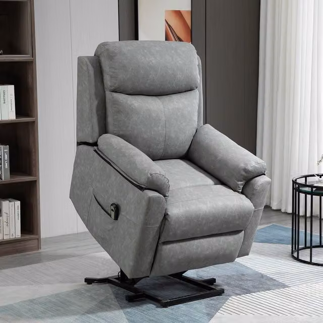 HOMCOM Electric Power Lift Riser Recliner Chair with Remote Control in Grey – 1