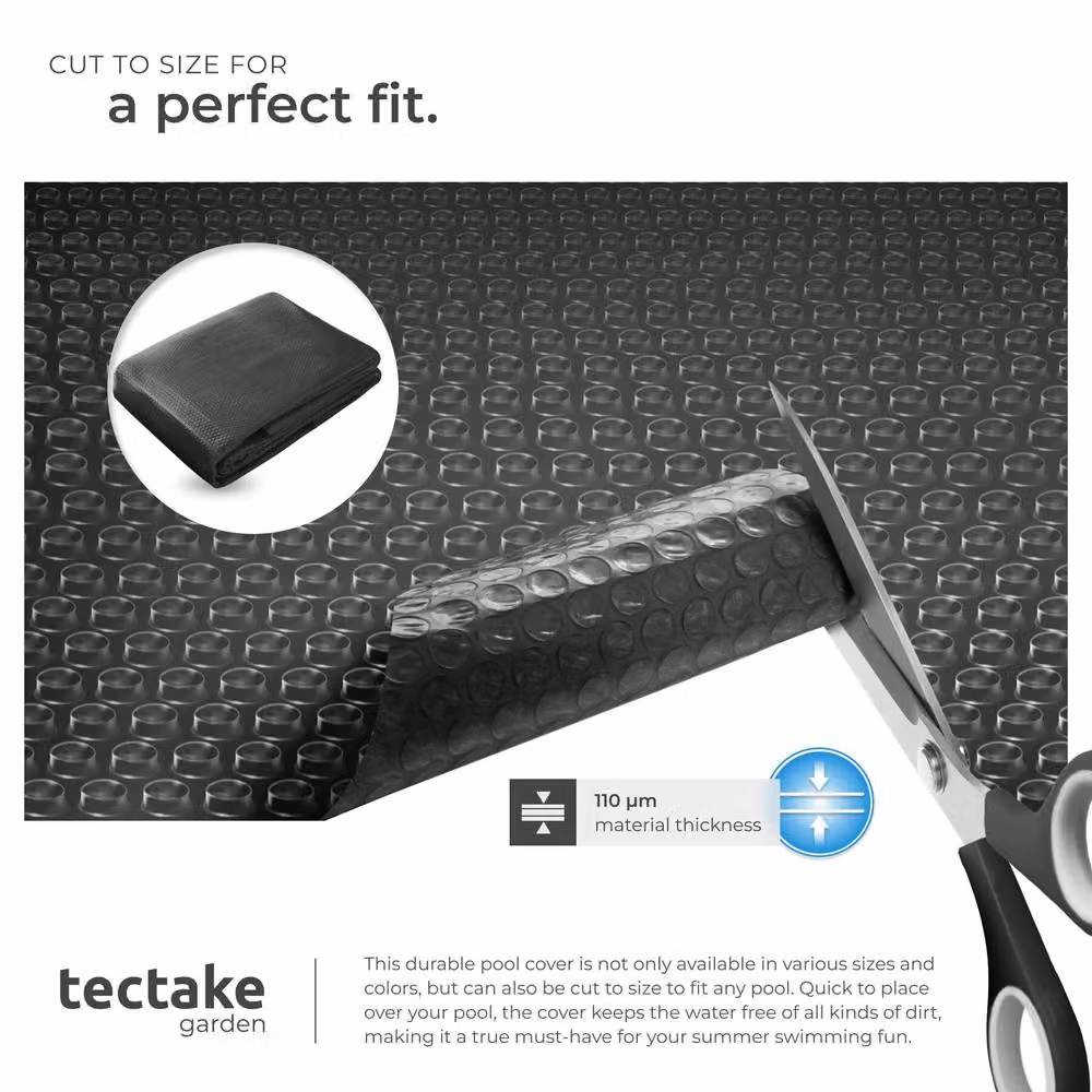 tectake Round Black Thermal Solar Film Pool Cover, Diameter: 250 cm – 6