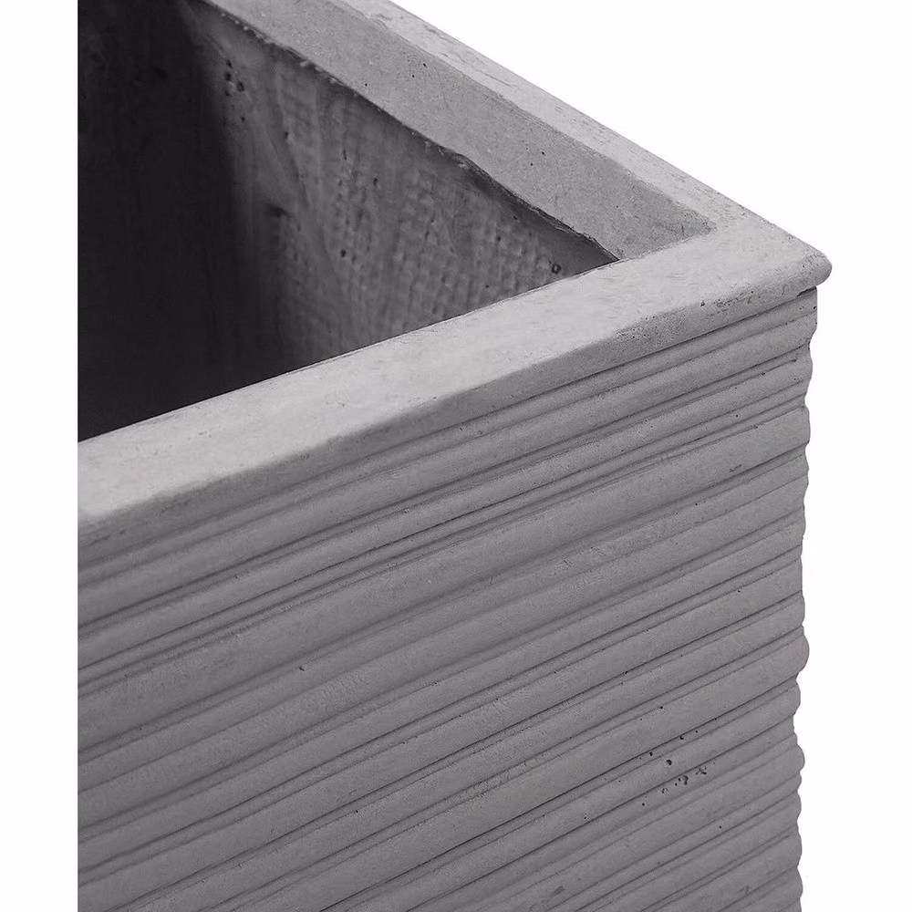 FLAVORA Grey Ridged Terracotta Fibrecotta Trough Planter Window Box 50cm – 2