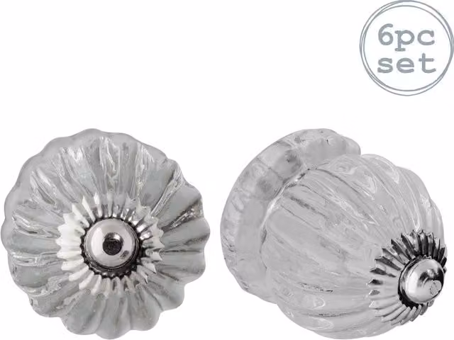 Nicola Spring Polished Clear Glass Button Cabinet Knobs, Pack of 6 – 1