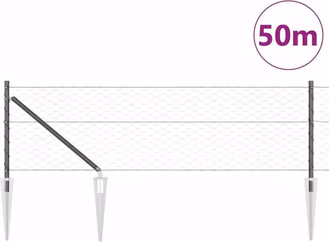 Berkfield Home Grey Powder-Coated Steel Hexagon Fence, H: 0.6 m x W: 50 m – 1