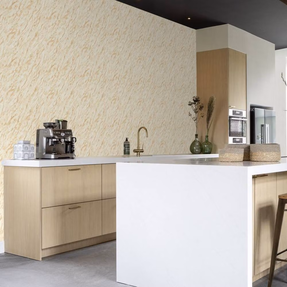 Rasch Self-Adhesive Abstract Marble Look Non-Woven Wallpaper in White, Brown, Gold and Beige – 5