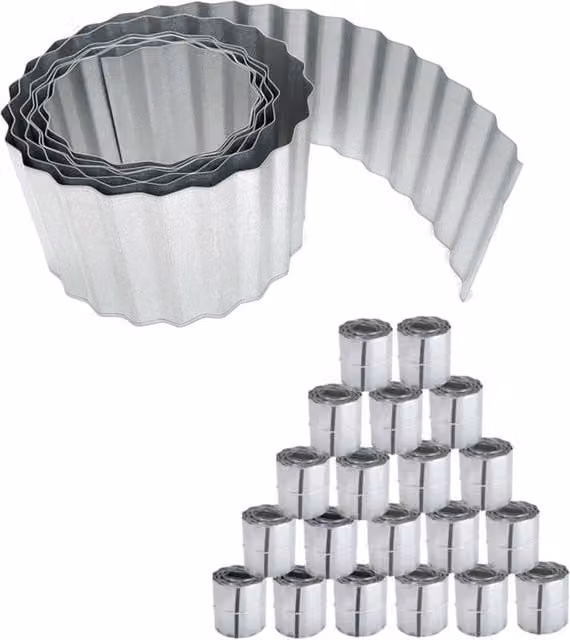 Primrose Corrugated Galvanised Aluzinc Metal Lawn Edging, Silver, Length: 100 cm