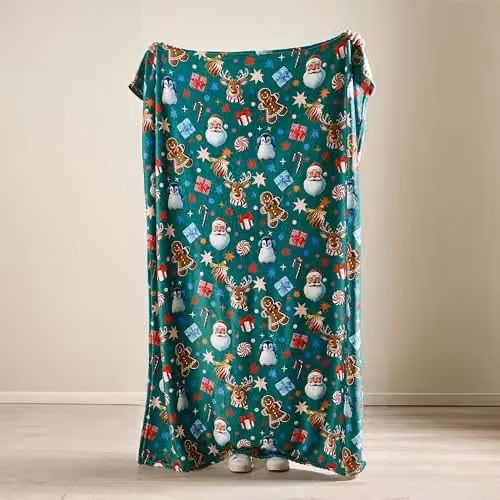 Catherine Lansfield Christmas Icons Cosy Fleece Throw Blanket, Green, W/D/H: 130 x 170 cm – 3