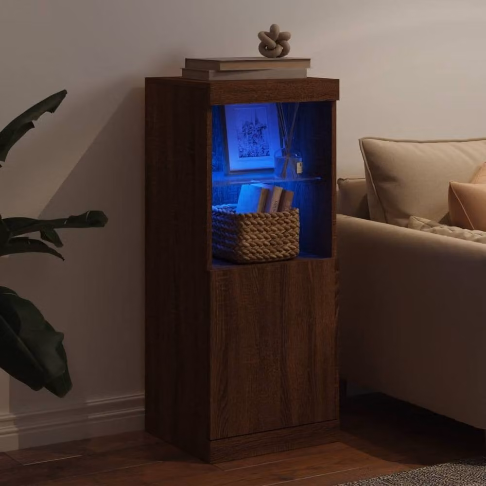Berkfield Home Modern Sideboard with Integrated LED Lights in Brown Oak, W/D/H: 41 x 37 x 100 cm – 3