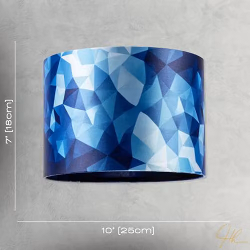 Happy Homewares Designer Geometric Satin Fabric Round Lamp Shade in Blue, W/D/H: 18 x 18 x 25 cm – 4