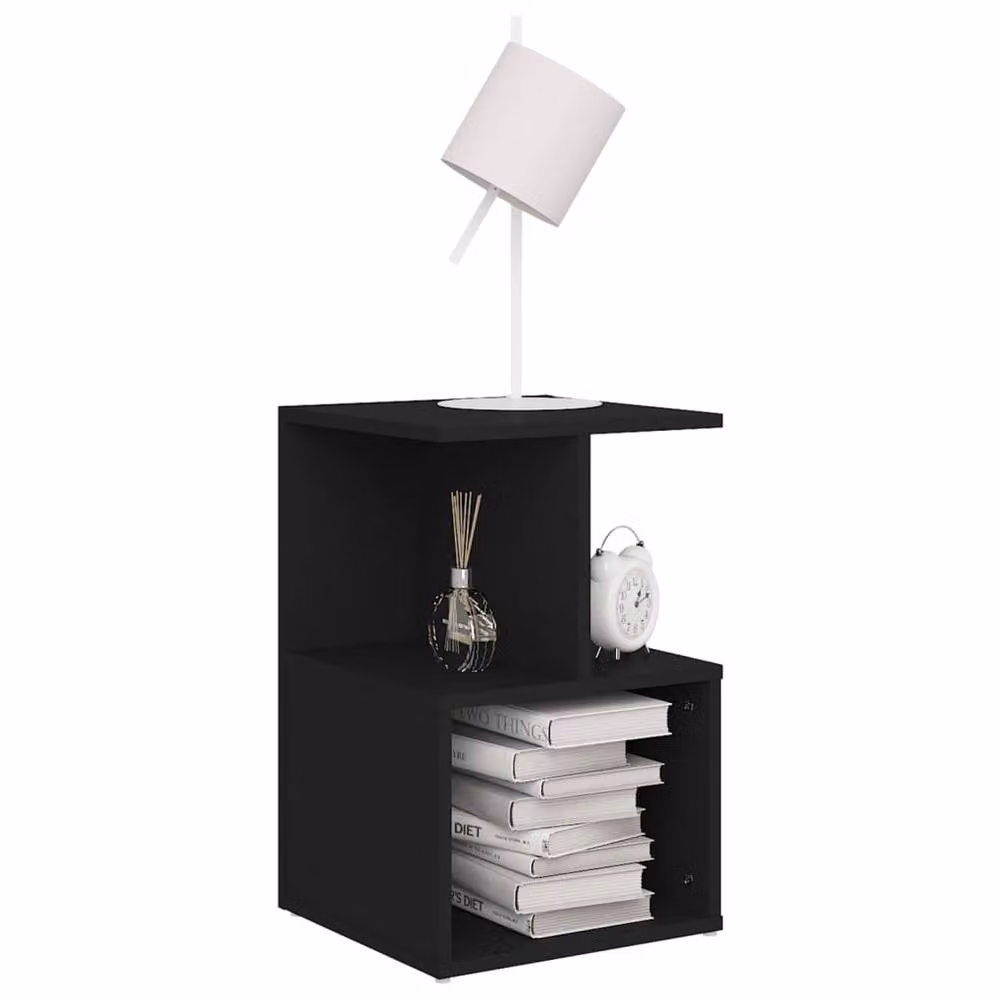 Berkfield Home Black Bedside Cabinet in Engineered Wood W/D/H: 35 x 35 x 55 cm – 3