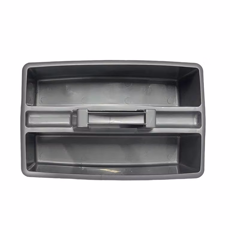 EONLION Large 2 Section Plastic Caddy with Handles, Grey and Silver, Width: 100 cm