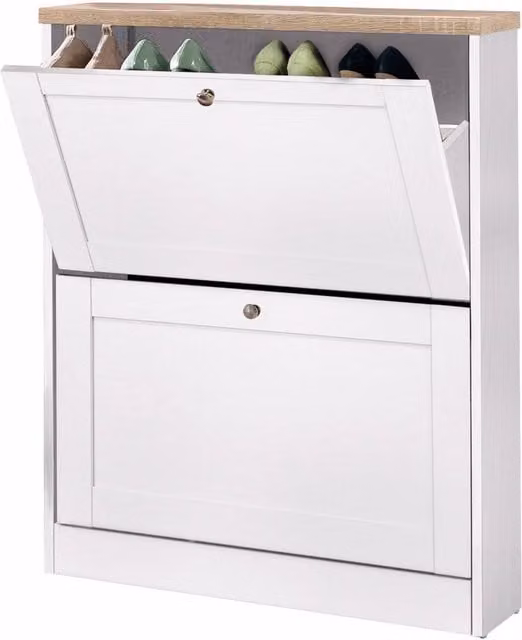 Dorel HEIDE 2 Flap Shoe Chest in White, Width: 90 cm