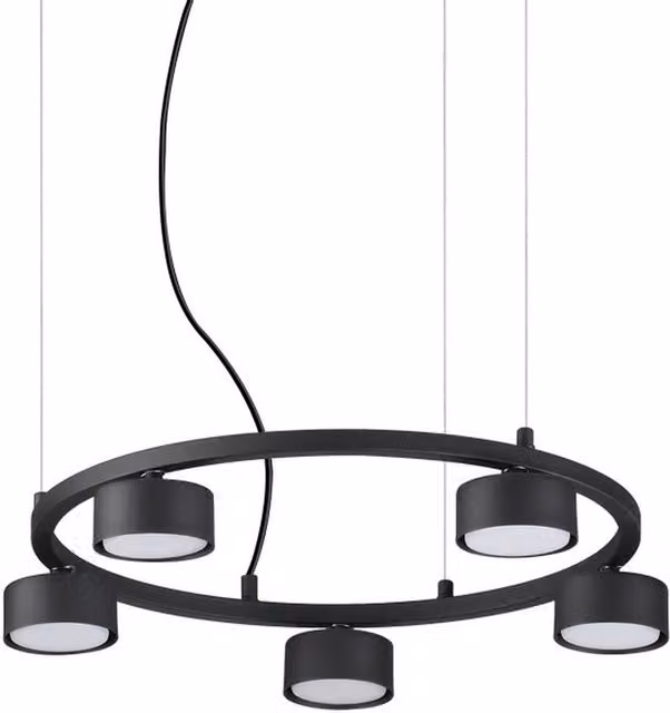 Ideal Lux Minor 5-Light Circular LED Pendant Lamp in Black