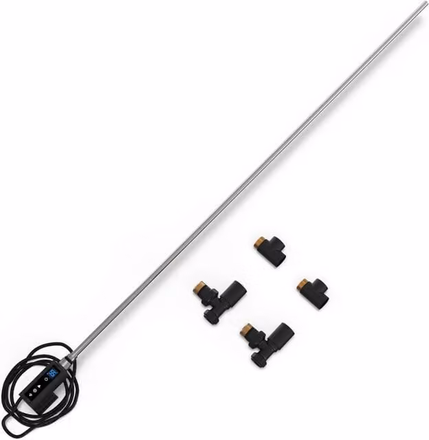UK Radiators INOW+ Dual Fuel Towel Rail Kit with 900W Thermostatic WiFi Heating Element in Black and Silver