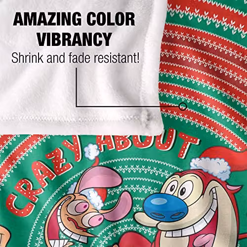 Ren and Stimpy Crazy Christmas Super Soft Silky Touch Fleece Throw Blanket, Multicolour, W/D/H: 91 x 147 cm – 3
