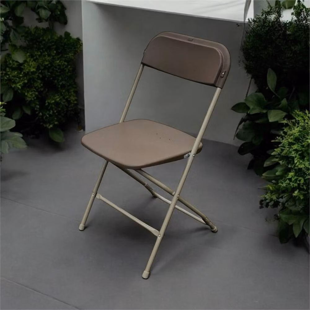 SPETLEK Brown Folding Metal Stacking Chair – 2