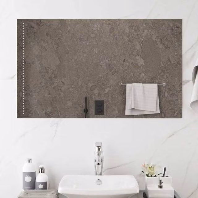 Berkfield Home LED Rectangular Wall Bathroom Mirror in Clear, W: 100 cm, H: 60 cm