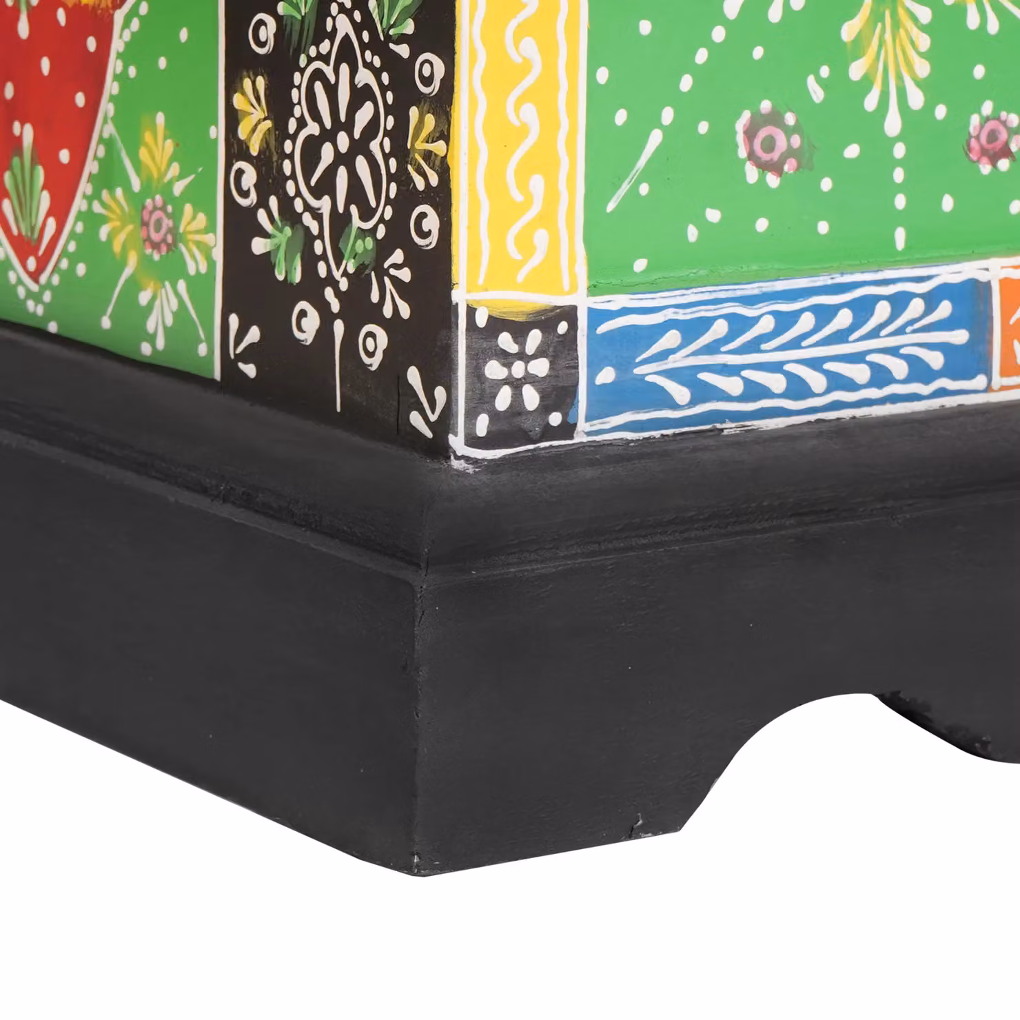 Berkfield Home Multicolour Floral Mango Wood Storage Box W: 40 cm, D: 30 cm, H: 30 cm – 6