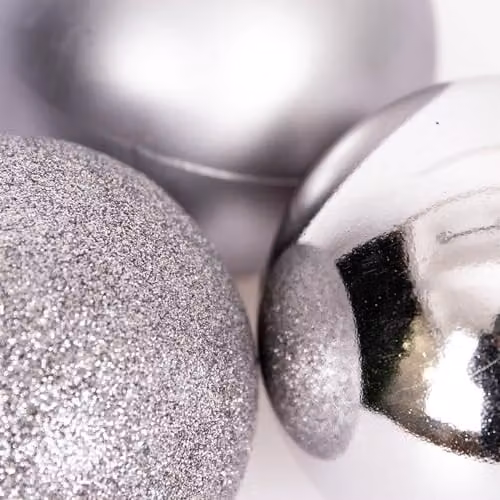 Shatchi Christmas Bauble Hanging Decorations, Grey and Silver, 6cm, 6 Pieces – 3