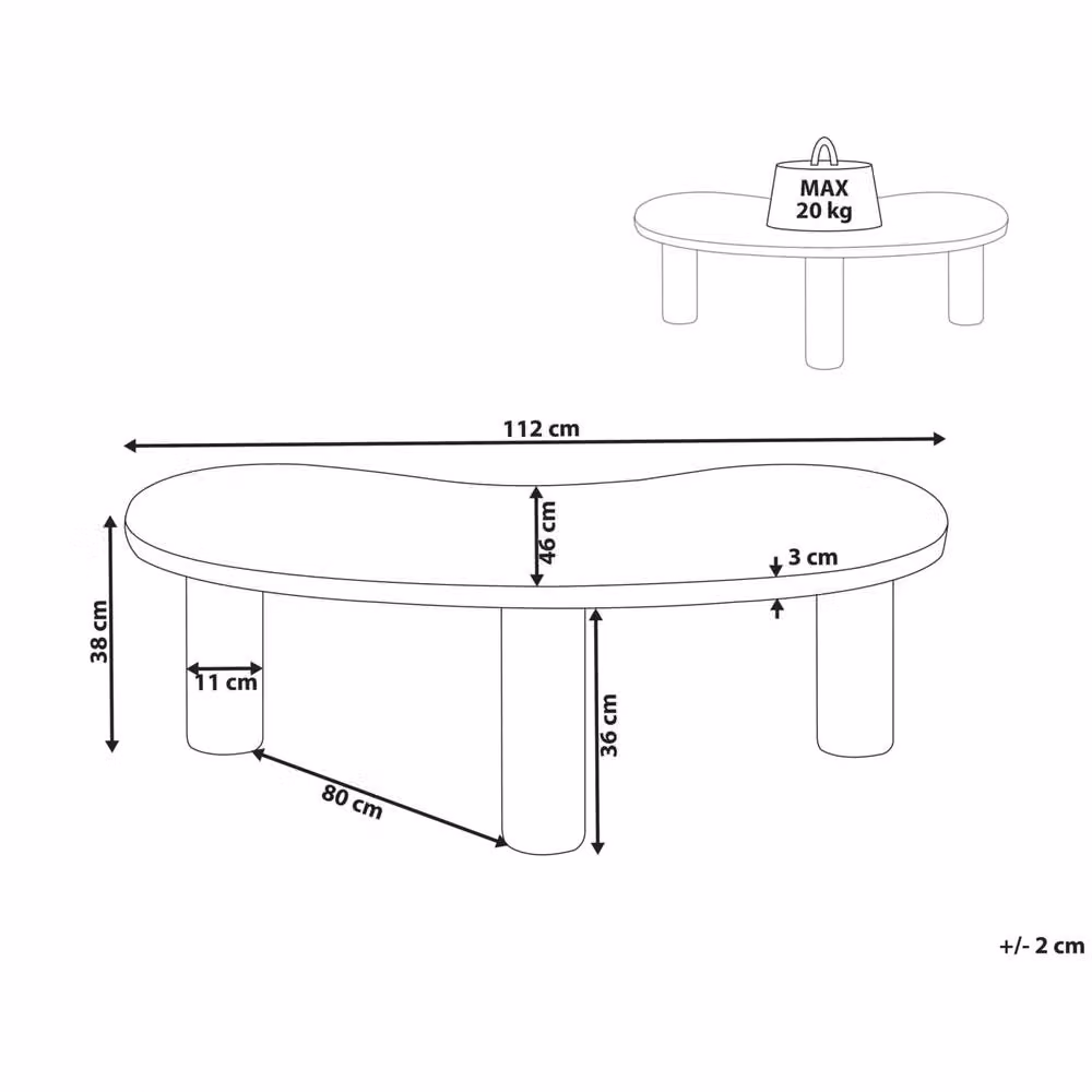 Wyld and Coco Retro Oval Wood Coffee Table in Brown, W/D/H: 112 x 46 x 46 cm – 2