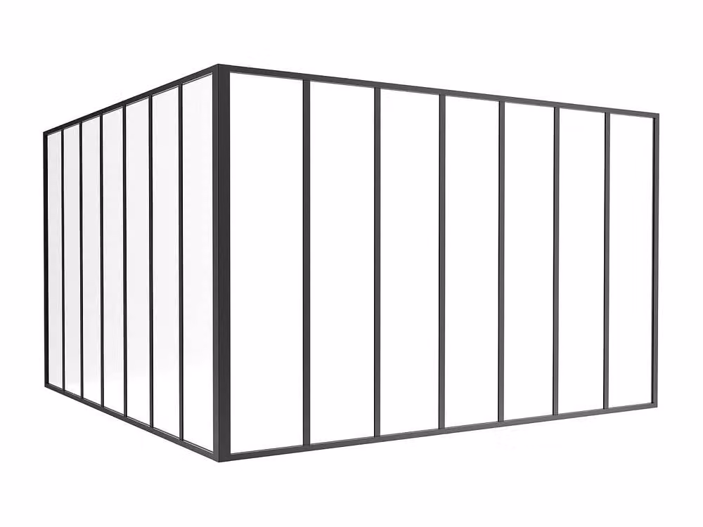 Vente-unique Corner Studio Glass Panelling in Powder-Coated Aluminium, Black, W: 210 cm, H: 210 cm, L: 210 cm – 2