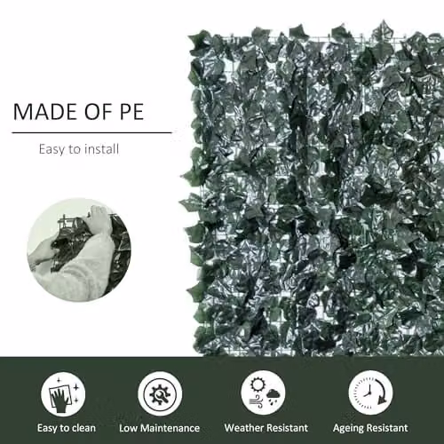 Outsunny Artificial Hedge Privacy Screen, Green, H: 240 cm, W: 100 cm – 3