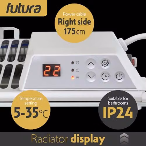 Futura 1000W White Glass Electric Convector Panel Heater, Wall Mounted or Freestanding – 6