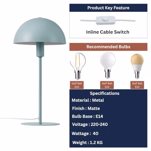 Nordlux Ellen Metal Table Lamp Green with E14 Bulb Socket – 4