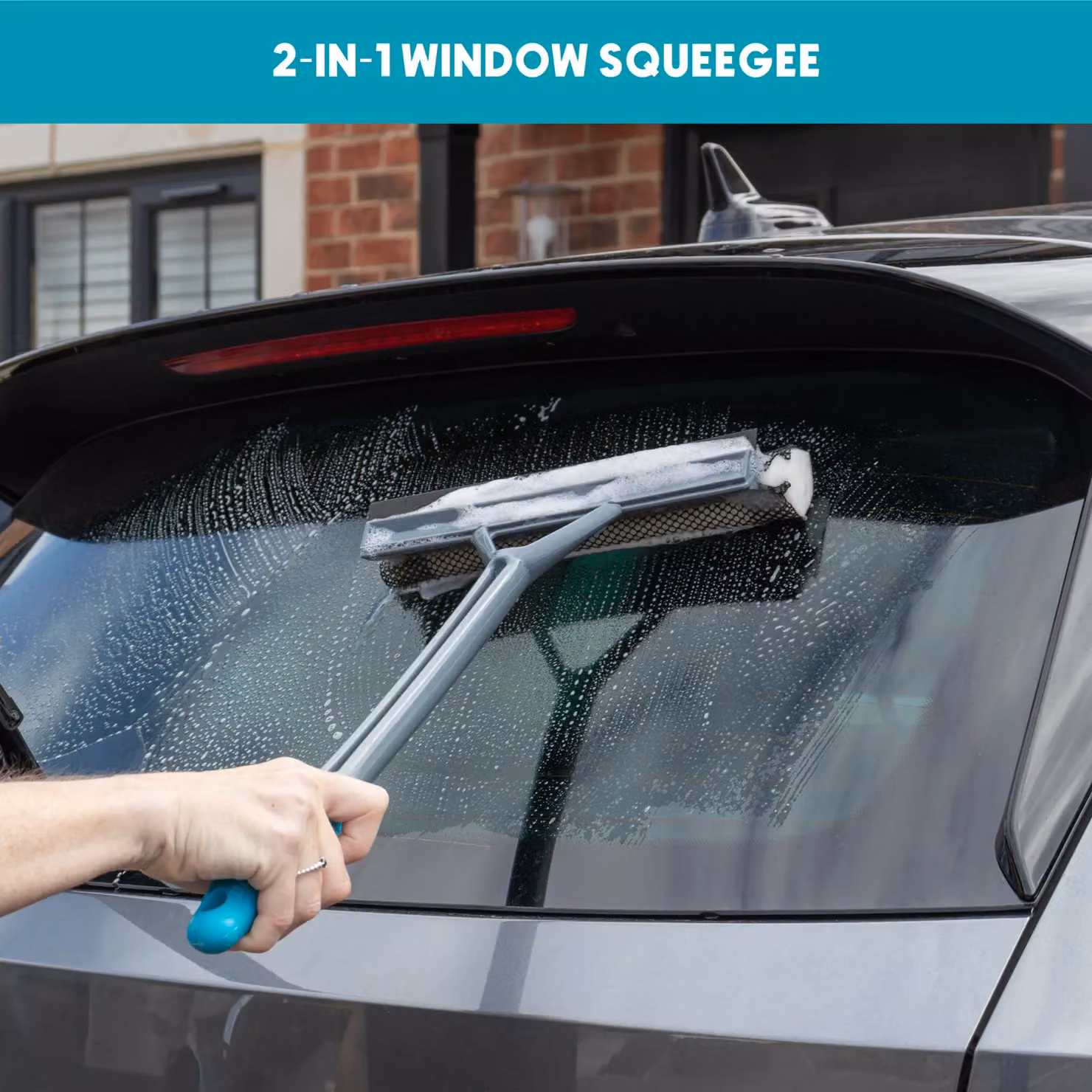 JVL Car Care Window Squeegee with Sponge in Blue, Petrol and Grey, W/D/H: 46.5 x 25.5 x 25.5 cm – 3