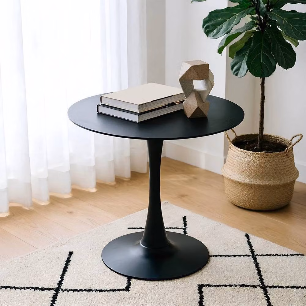 FORGEVIO Modern Round Black Coffee Table for Living Room, Kitchen or Dining Room, W/D/H: 60 x 60 x 75 cm – 3