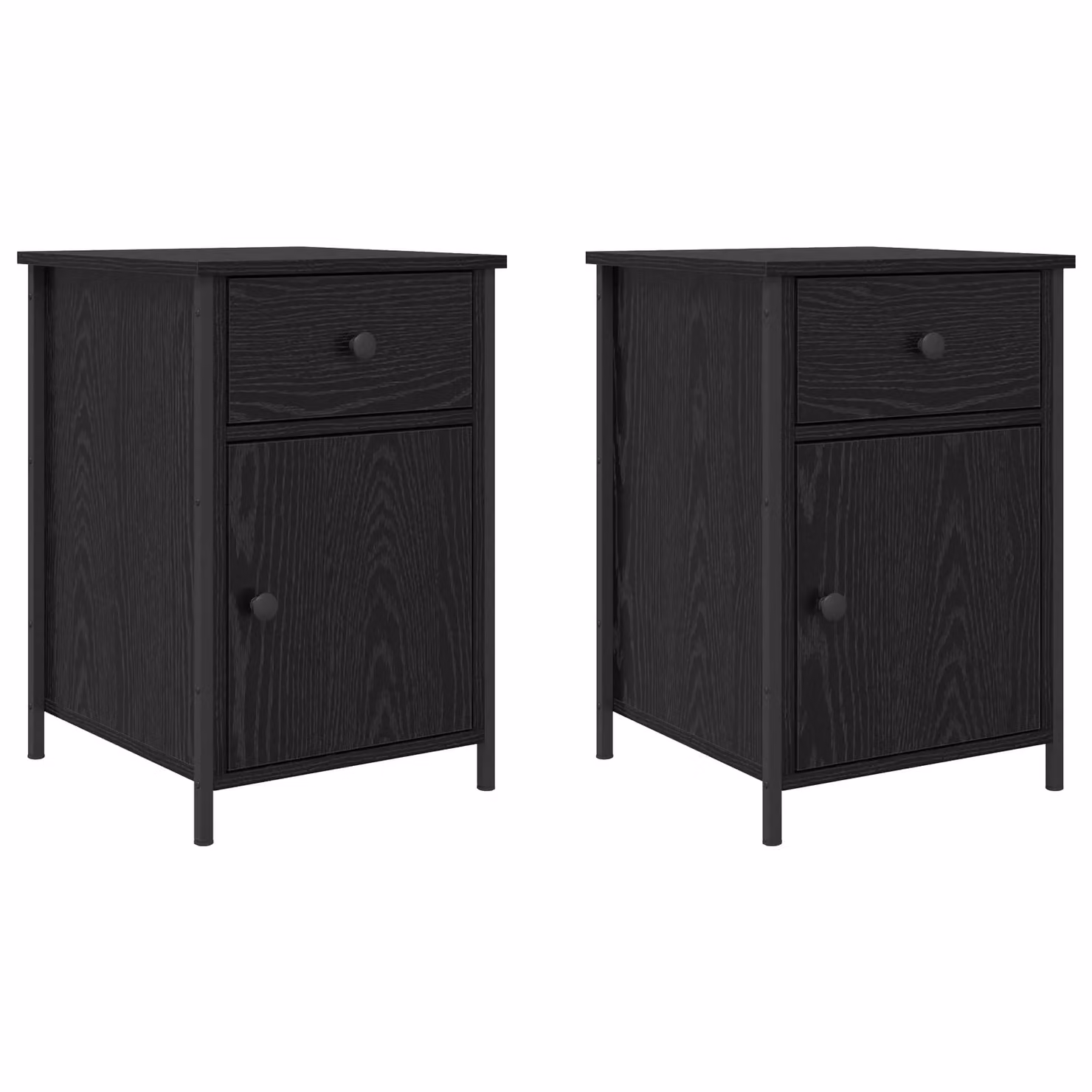 Berkfield Home Set of 2 Black Oak Bedside Cabinets in Brown, W/D/H: 40 x 42 x 60 cm – 2