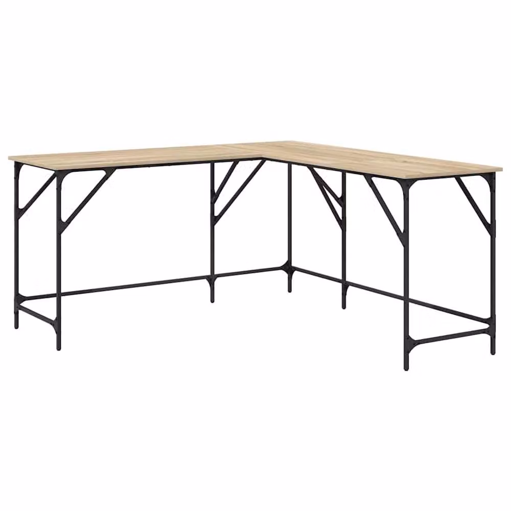 Berkfield Home Writing Desk in Sonoma Oak, Brown, W/D/H: 149 x 149 x 75 cm – 3