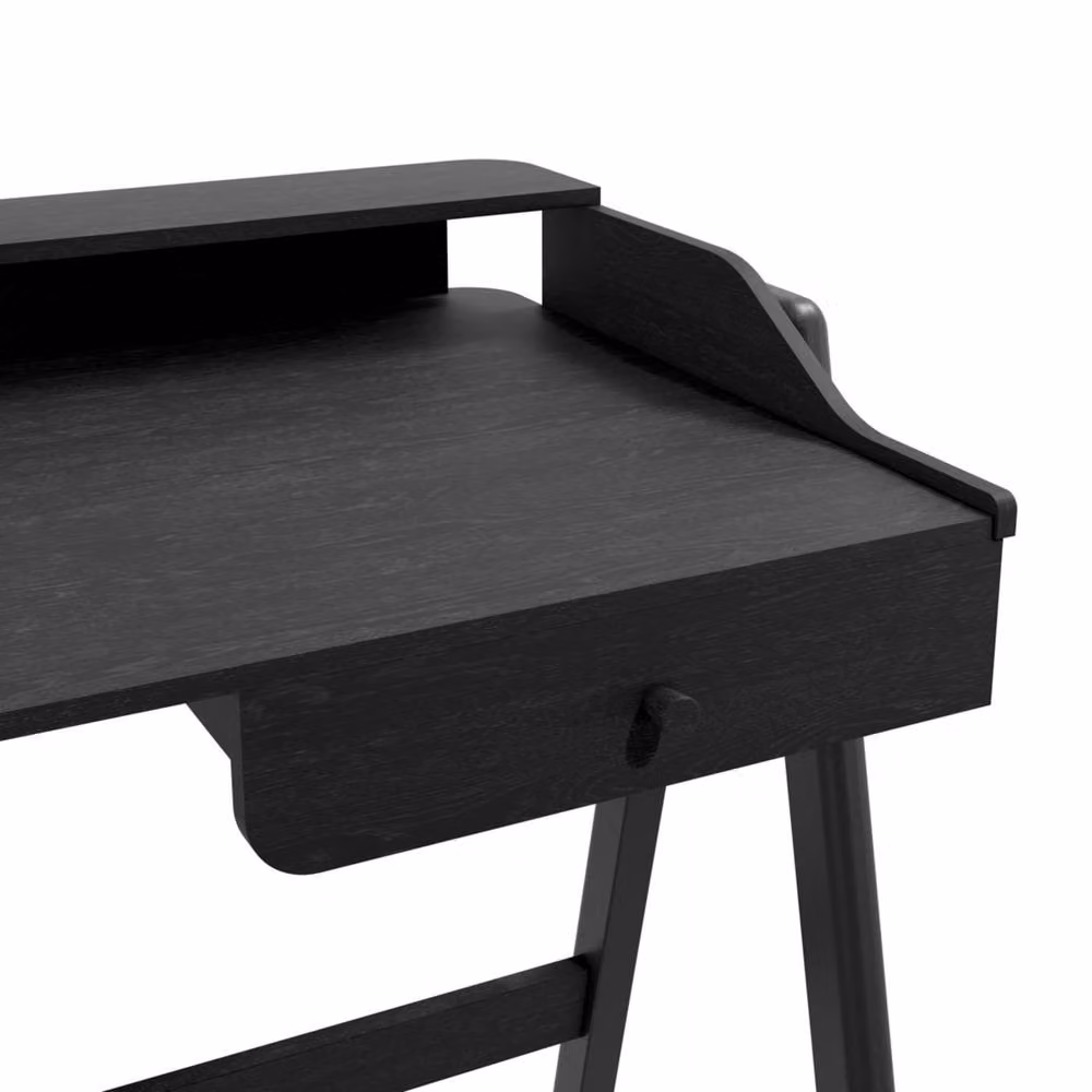 Wyld Haus Heppt Black Matt Ash Veneer Writing Desk with 1 Drawer – 3