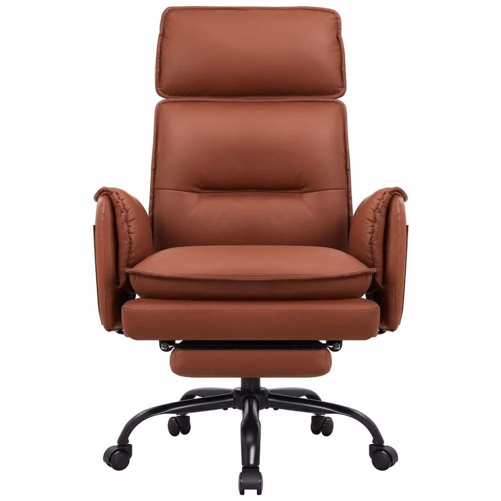 FORGEVIO Brown Big and Tall Executive Office Chair with Headrest and Armrests – 3