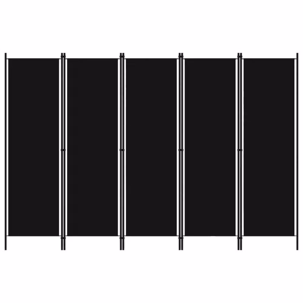 Berkfield Home 5-Panel Modern Room Divider in Black, W: 250 cm, H: 180 cm – 2