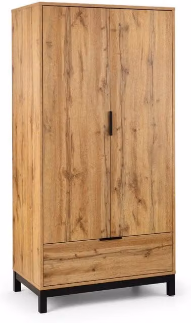 Cheshire Premium Kora 2 Door and 1 Drawer Wardrobe in Light Oak