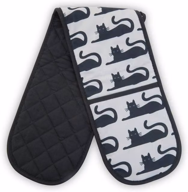 Orsina Black and White Cat Print Double Oven Glove – 1