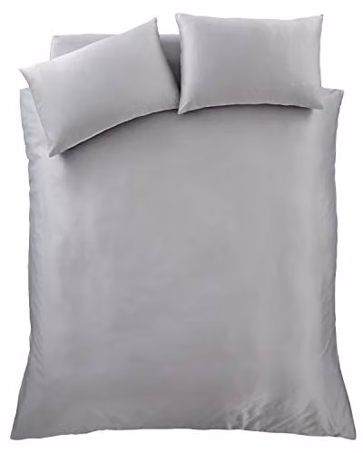 Catherine Lansfield Silky Soft Satin Super King Duvet Set in Silver – 3