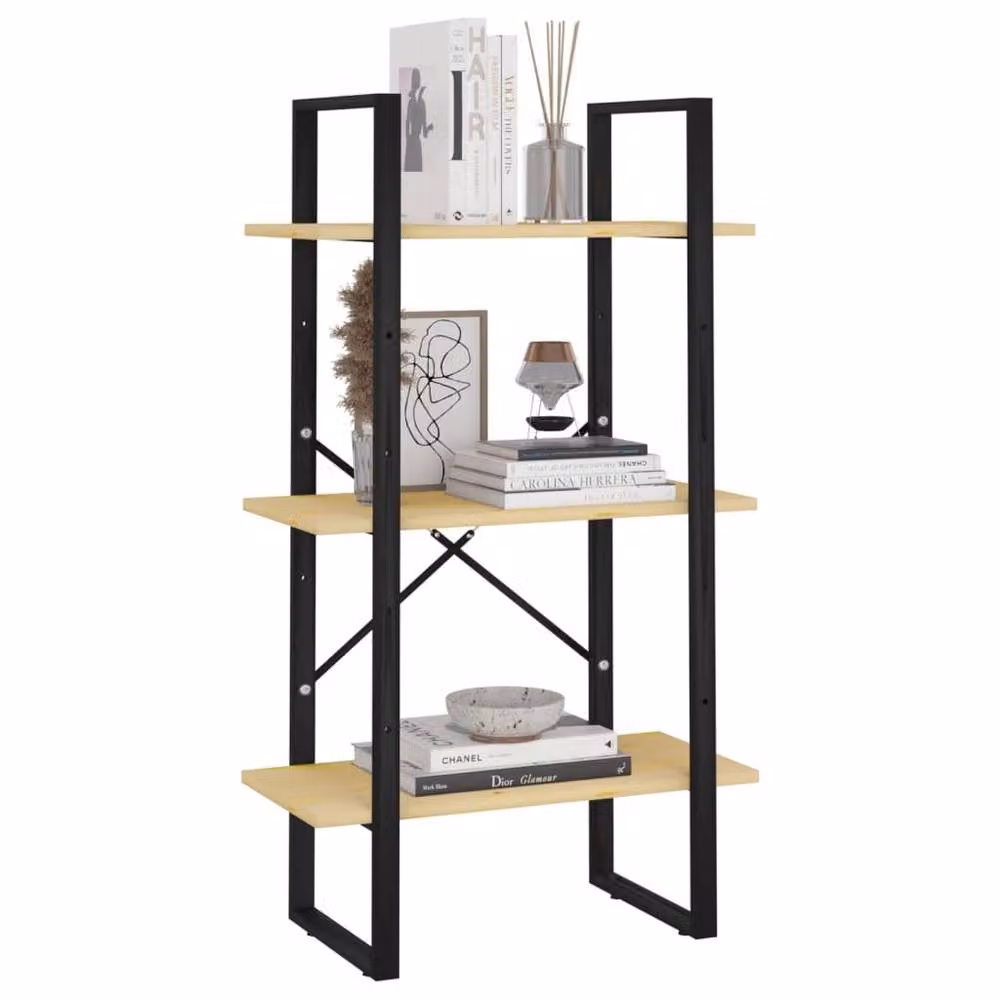 Berkfield Home Brown Solid Pine and Metal Freestanding Storage Shelf with Adjustable Shelves, W/D/H: 60 x 30 x 105 cm – 3