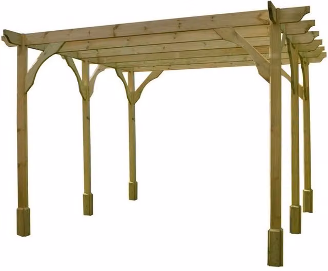 Rutland County Garden Furniture Ltd Premium 6 Post Wood Pergola in Green, W: 600 cm, D: 180 cm, H: 270 cm